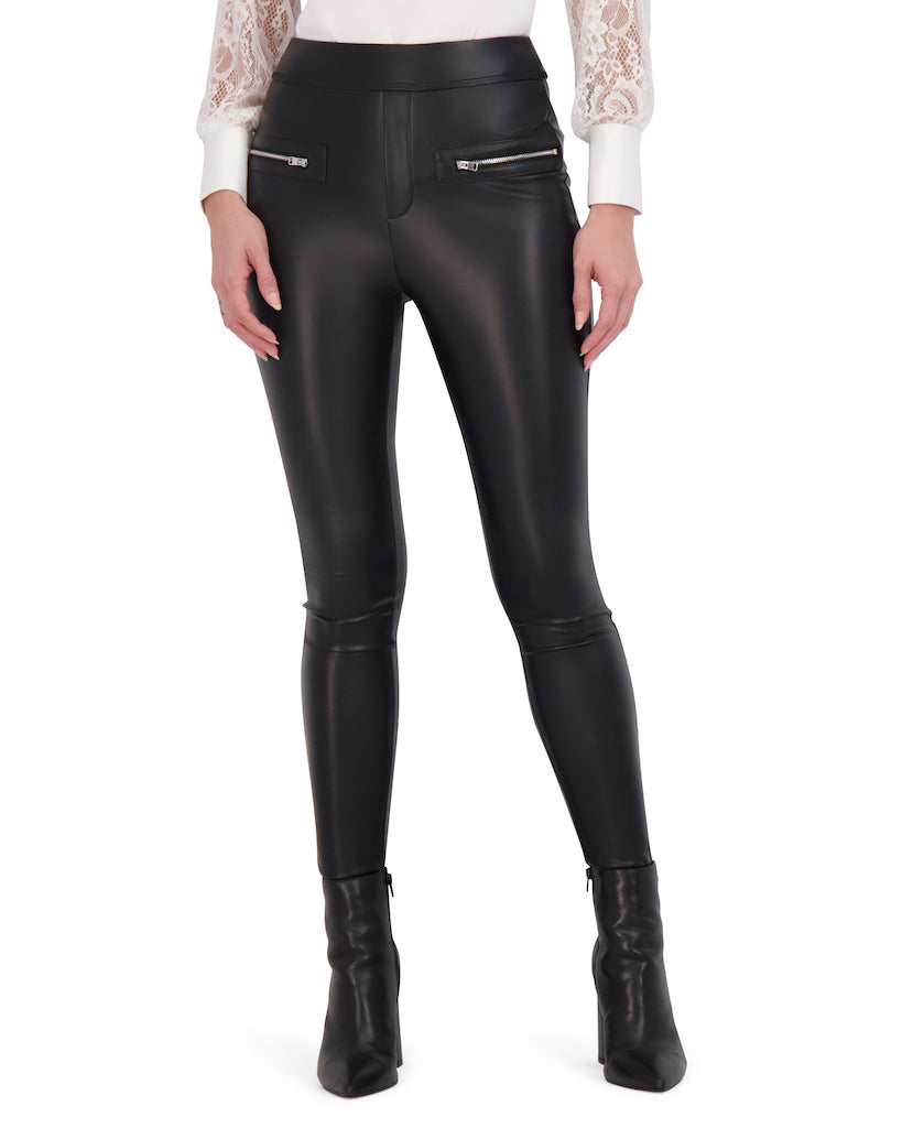 OL923009 - Butter Vegan Leather Legging with Zipper Trim - Ookie &amp; Lala