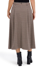 Plaid Midi with Front Pleats and Side Pockets