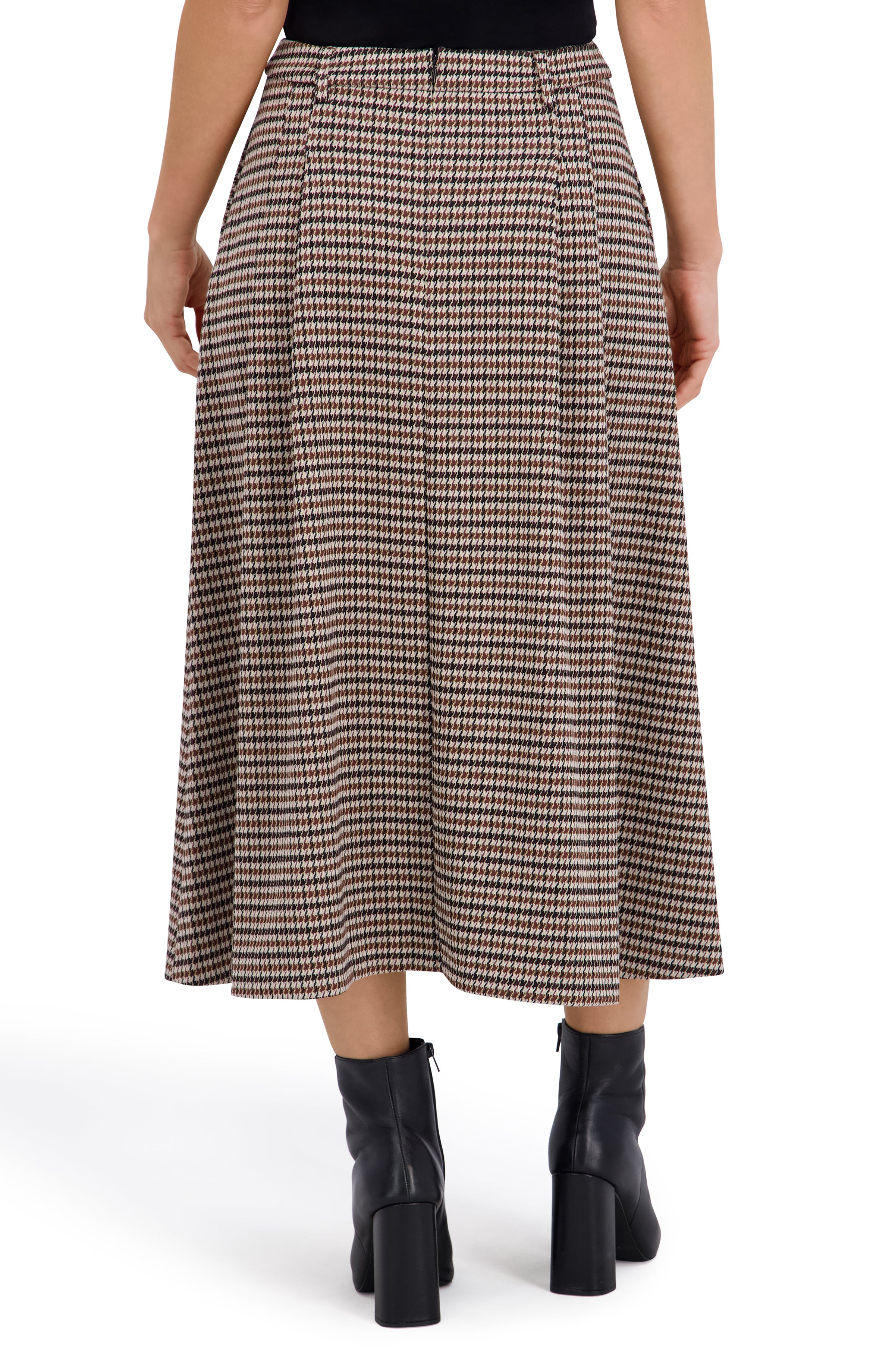 Plaid Midi with Front Pleats and Side Pockets