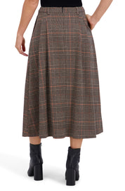 Plaid Midi with Front Pleats and Side Pockets