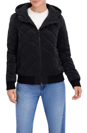 Quilted Carbon Puffer Bomber Jacket