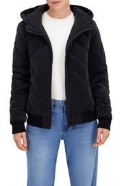 Quilted Carbon Puffer Bomber Jacket