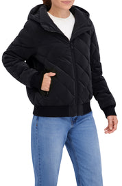 Quilted Carbon Puffer Bomber Jacket
