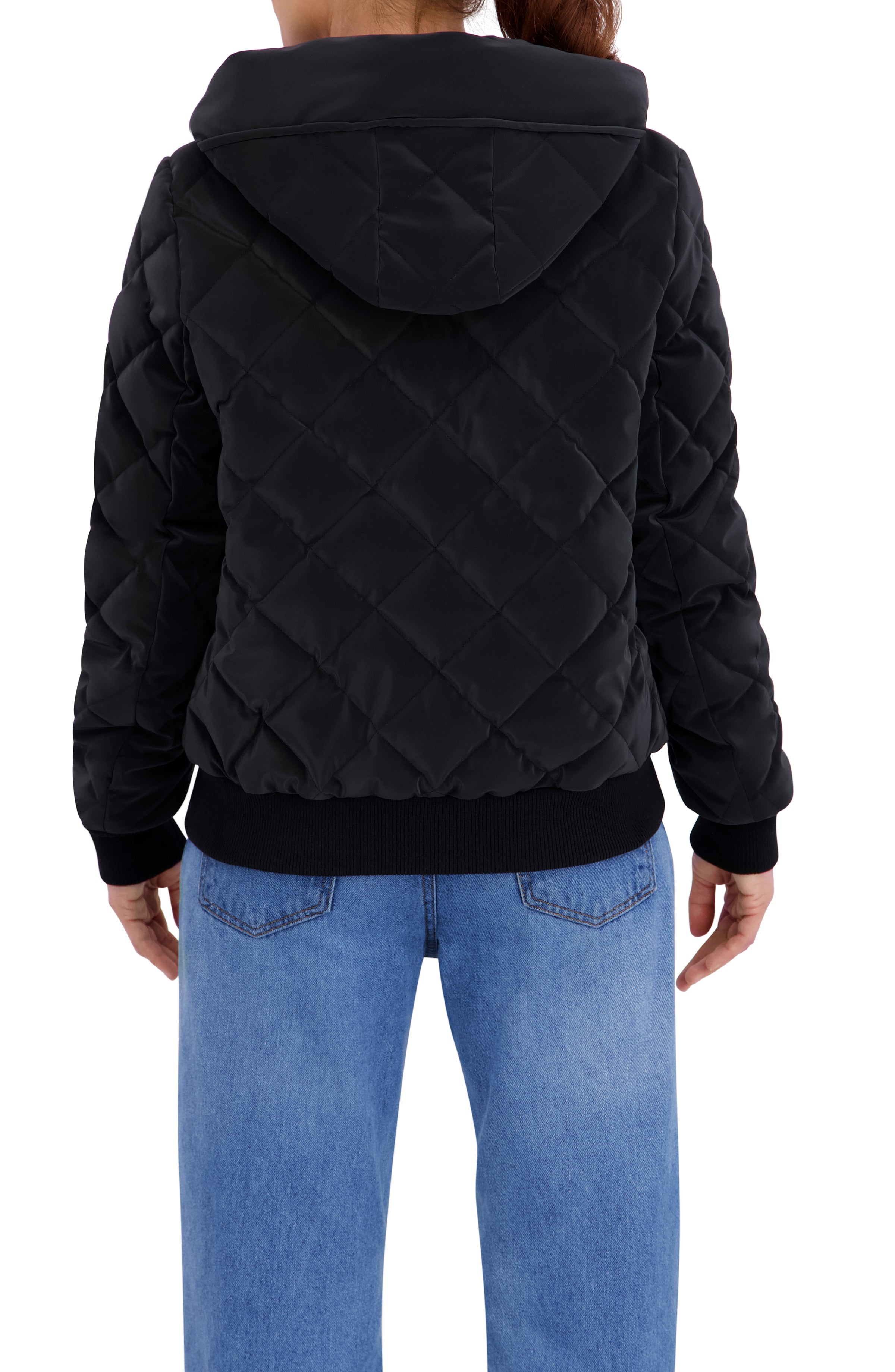 Quilted Carbon Puffer Bomber Jacket