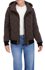 Quilted Carbon Puffer Bomber Jacket