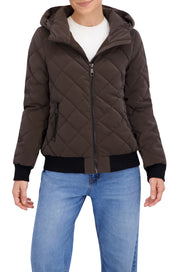 Quilted Carbon Puffer Bomber Jacket