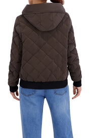 Quilted Carbon Puffer Bomber Jacket