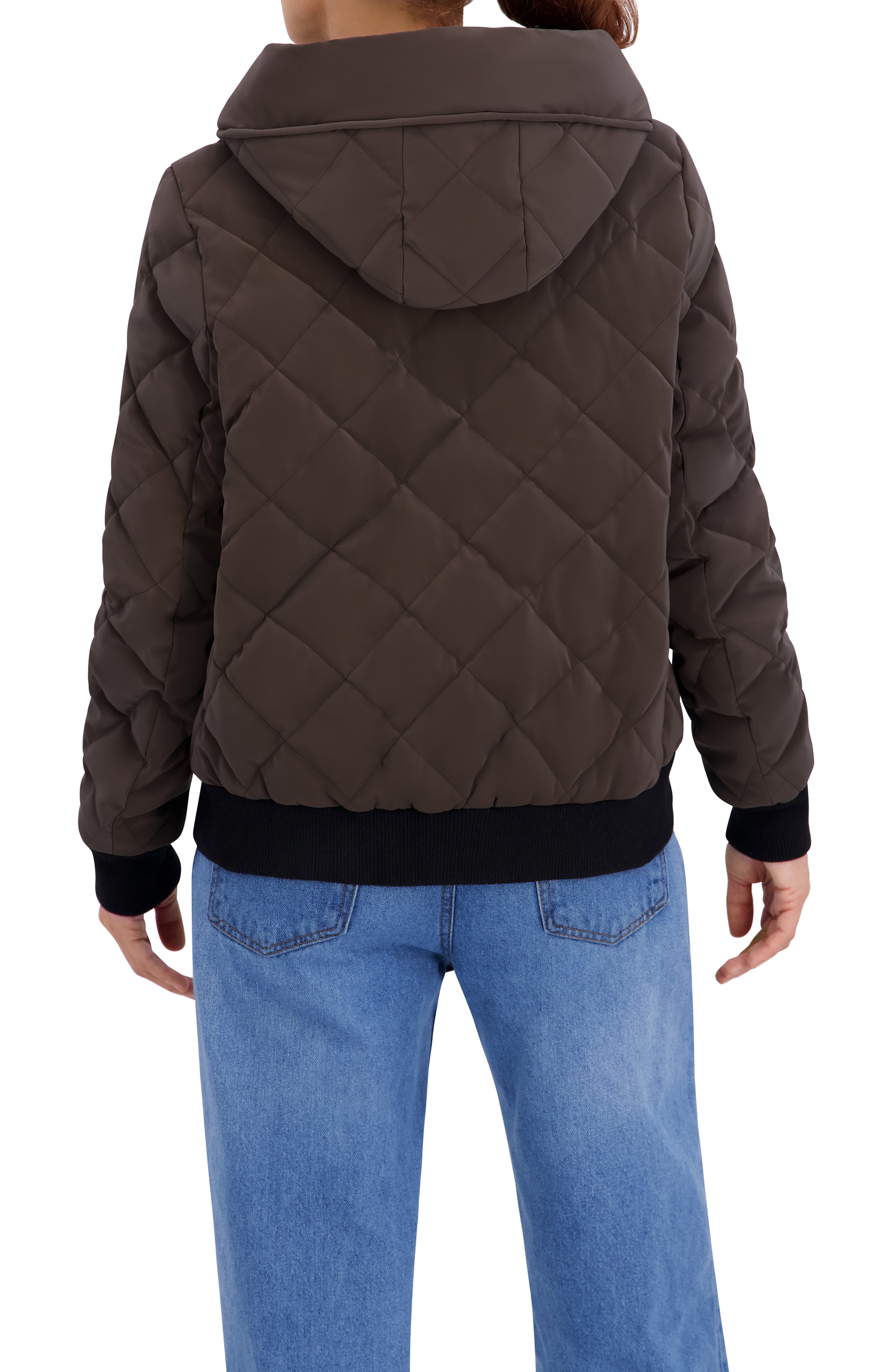 Quilted Carbon Puffer Bomber Jacket