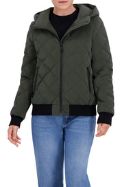 Quilted Carbon Puffer Bomber Jacket