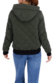 Quilted Carbon Puffer Bomber Jacket