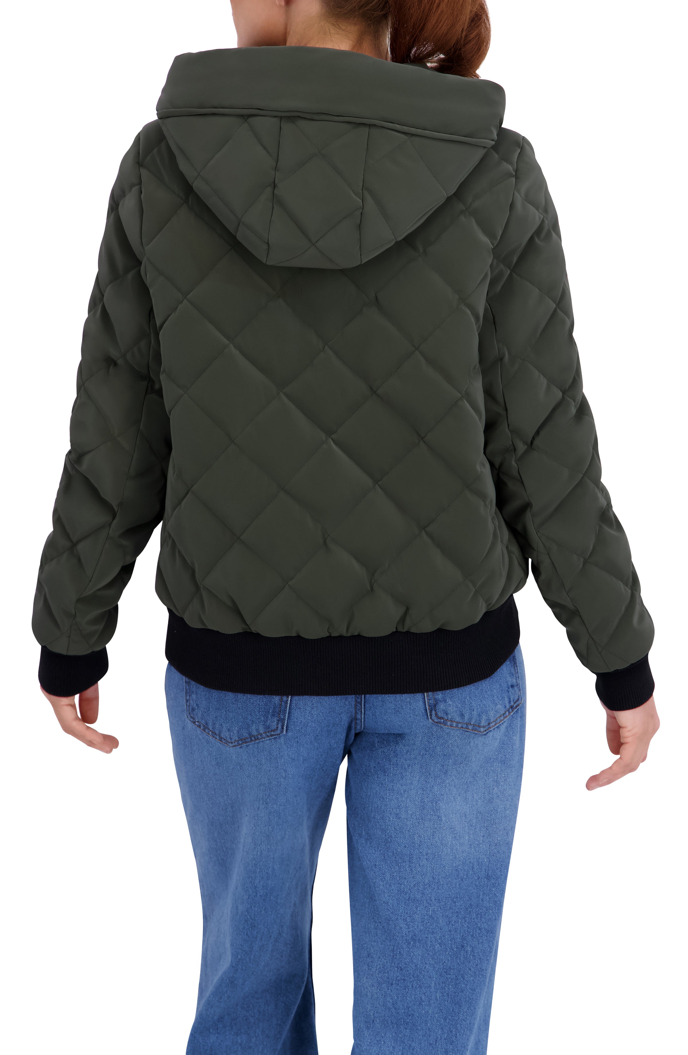 Quilted Carbon Puffer Bomber Jacket