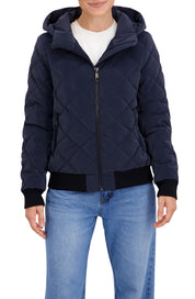 Quilted Carbon Puffer Bomber Jacket