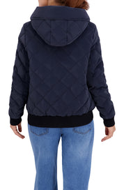 Quilted Carbon Puffer Bomber Jacket