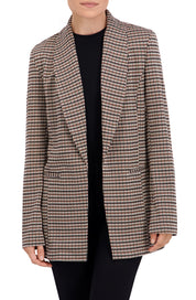 Shawl Collar, Plaid Knit Unlined Blazer