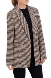 Shawl Collar, Plaid Knit Unlined Blazer