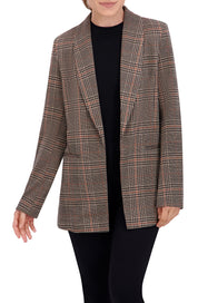 Shawl Collar, Plaid Knit Unlined Blazer