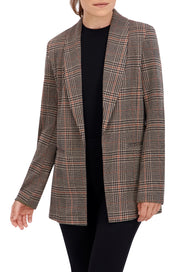 Shawl Collar, Plaid Knit Unlined Blazer