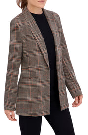 Shawl Collar, Plaid Knit Unlined Blazer