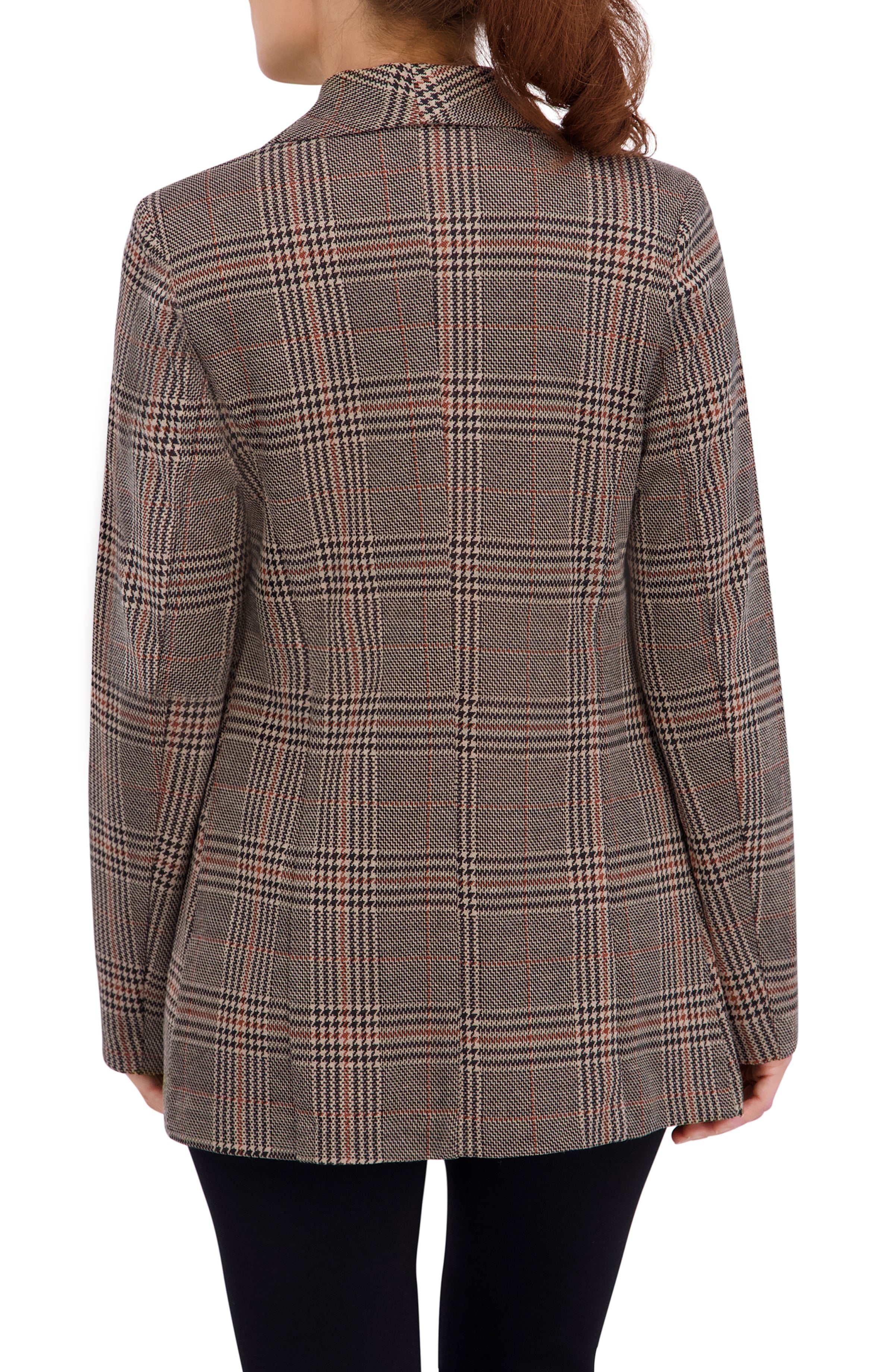 Shawl Collar, Plaid Knit Unlined Blazer