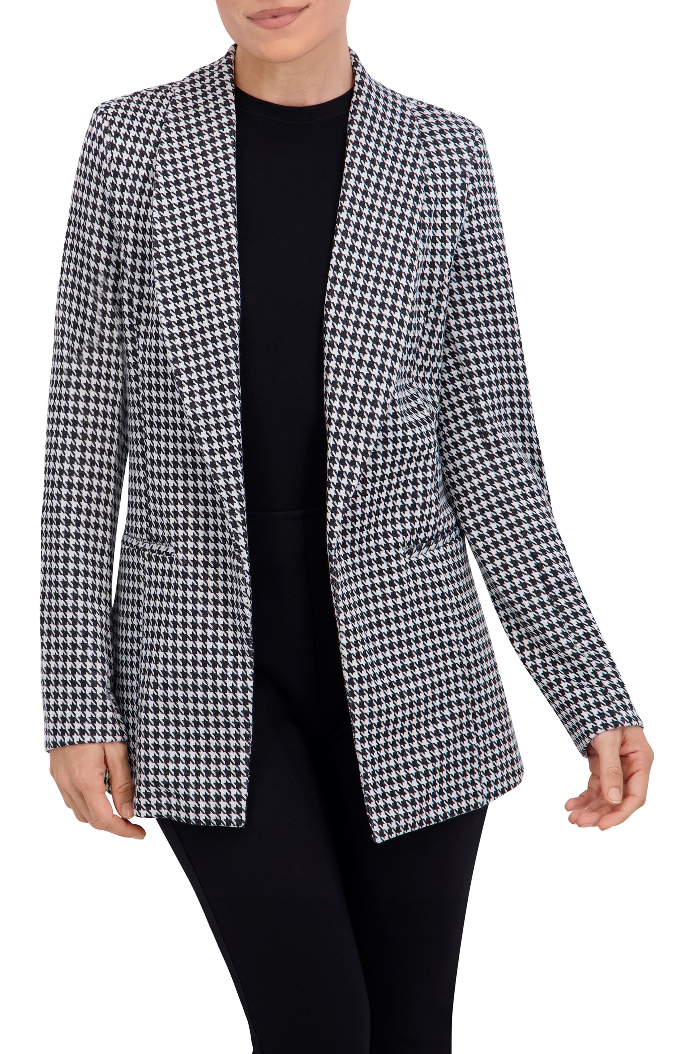 Shawl Collar, Plaid Knit Unlined Blazer