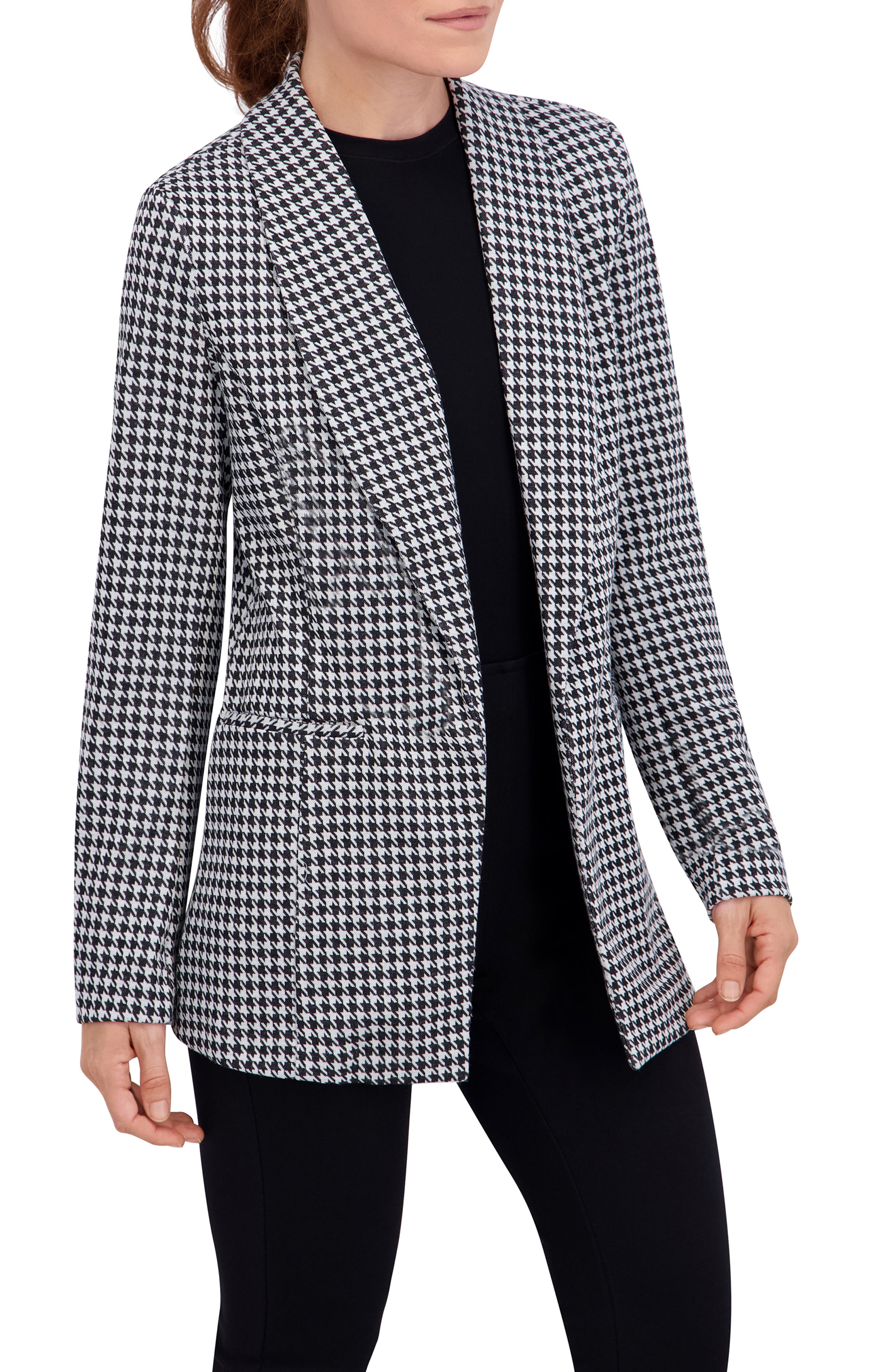 Shawl Collar, Plaid Knit Unlined Blazer