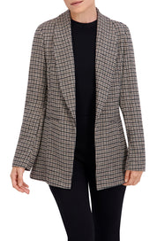Shawl Collar, Plaid Knit Unlined Blazer