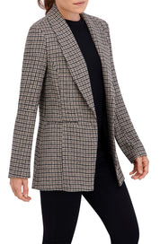 Shawl Collar, Plaid Knit Unlined Blazer