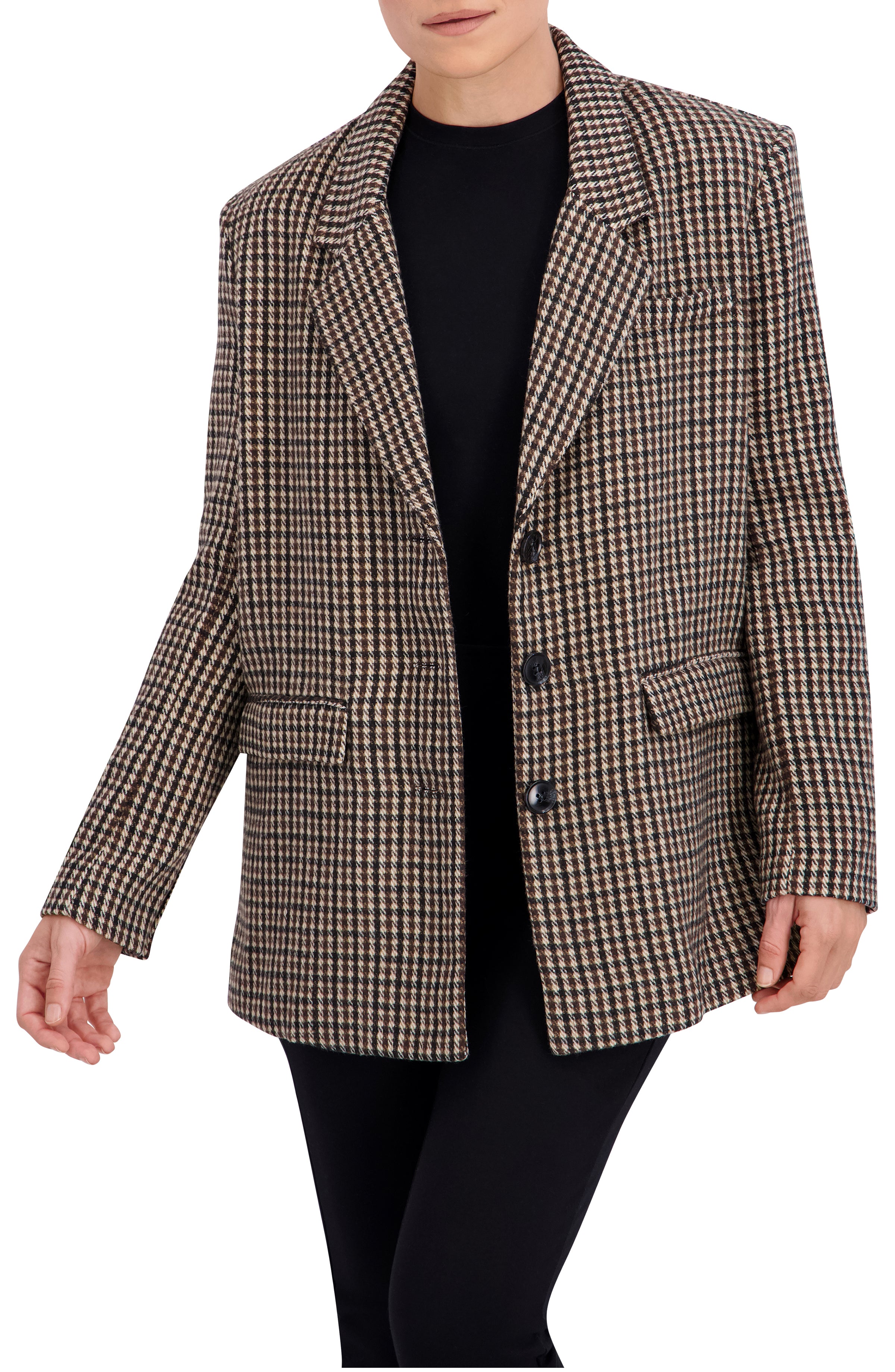 Plaid Single Breasted Boyfriend Blazer