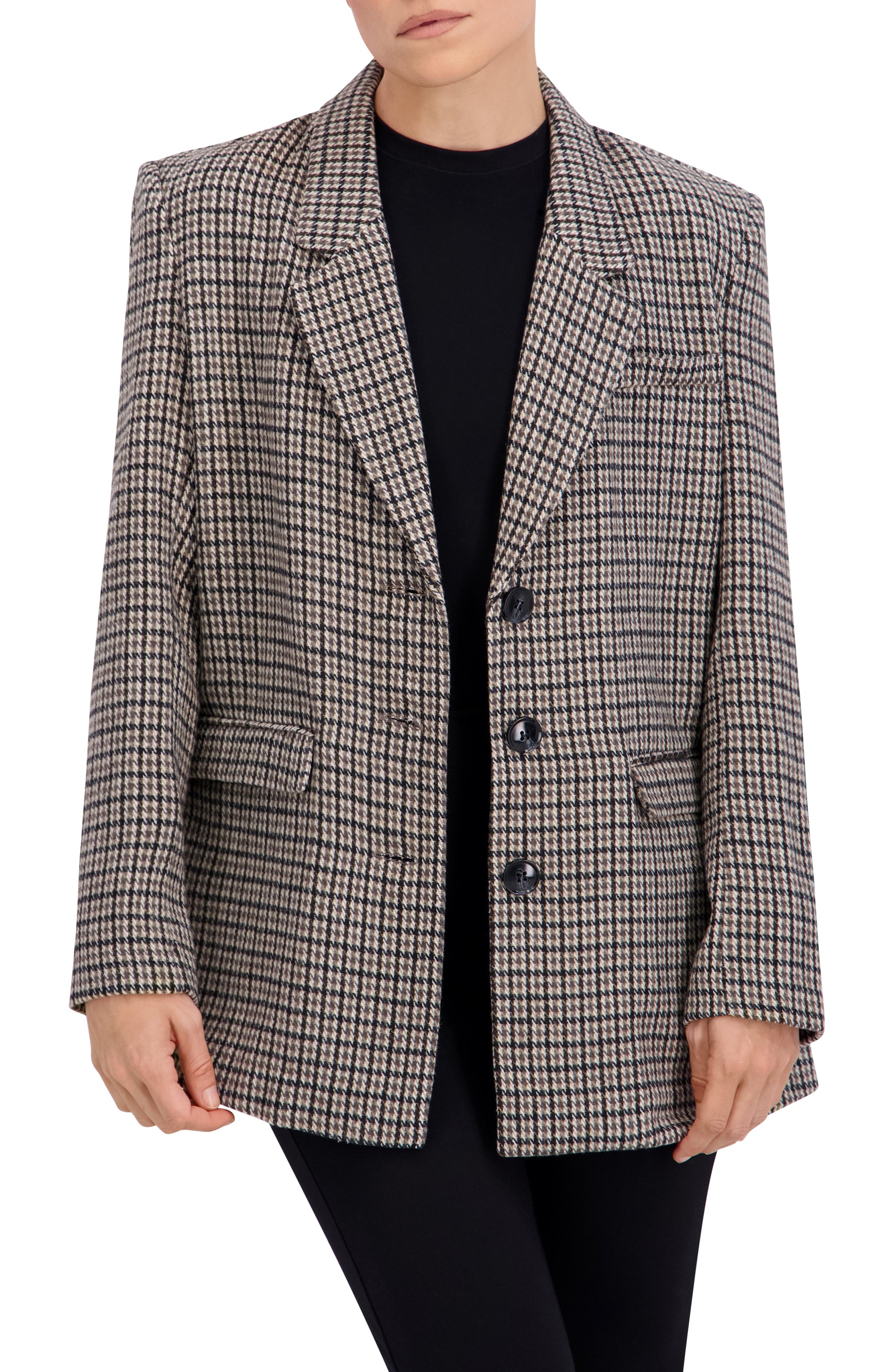Plaid Single Breasted Boyfriend Blazer