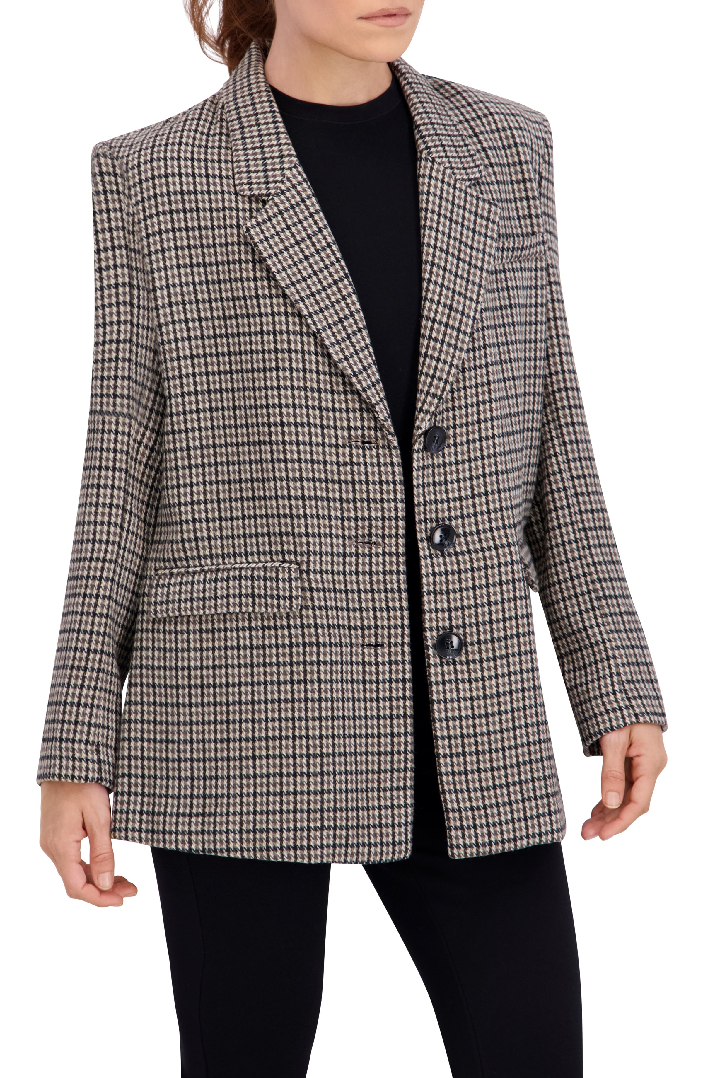 Plaid Single Breasted Boyfriend Blazer