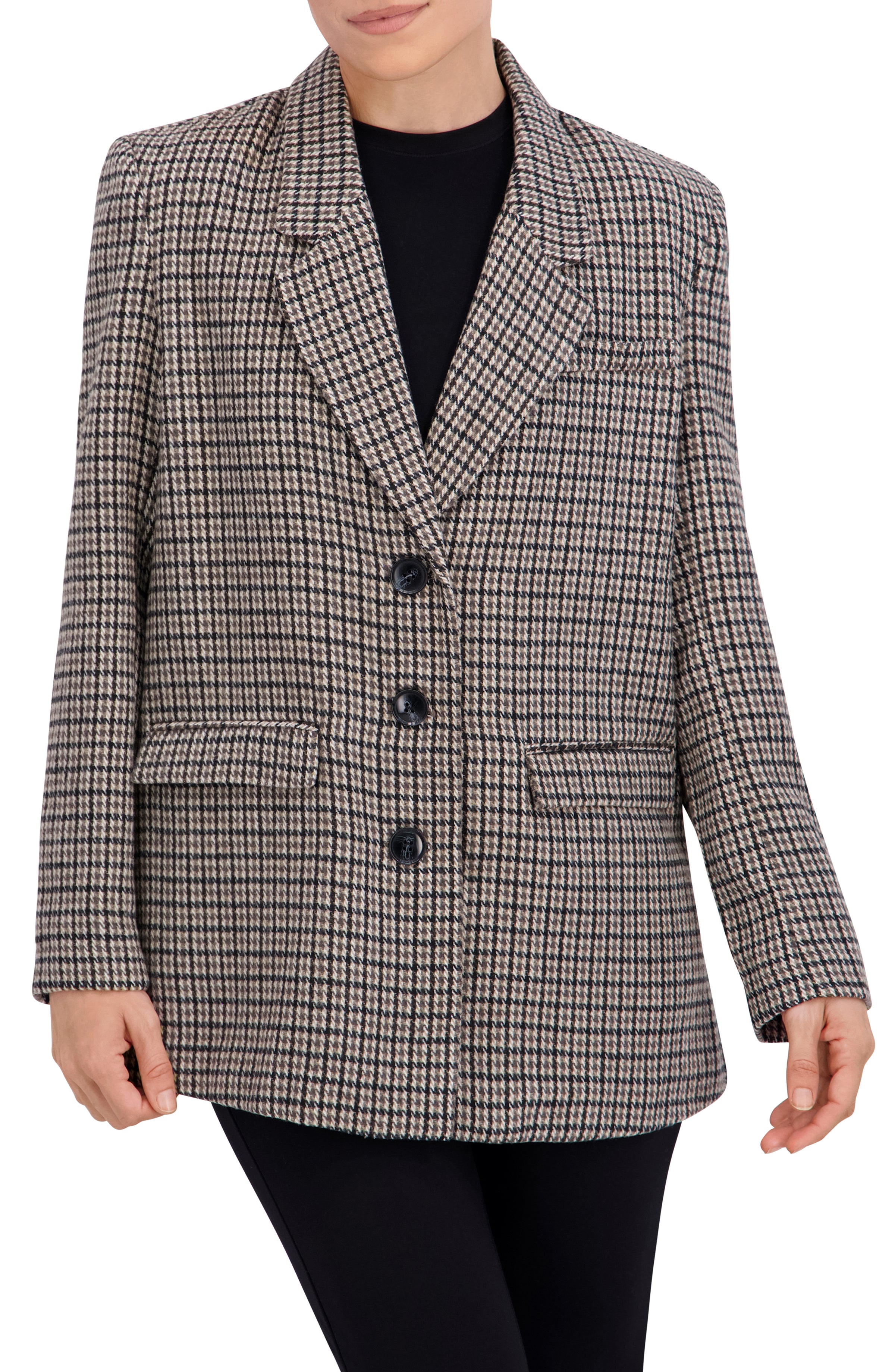 Plaid Single Breasted Boyfriend Blazer