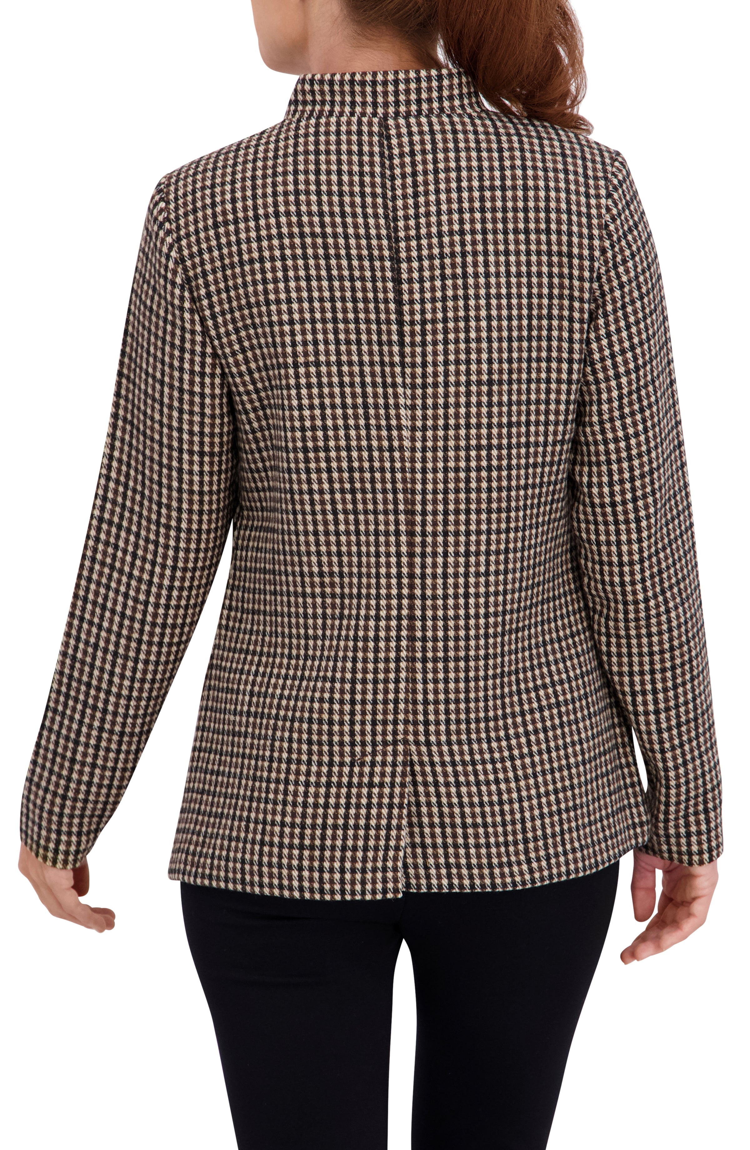 Inverted Collar Plaid One Button Unlined Blazer