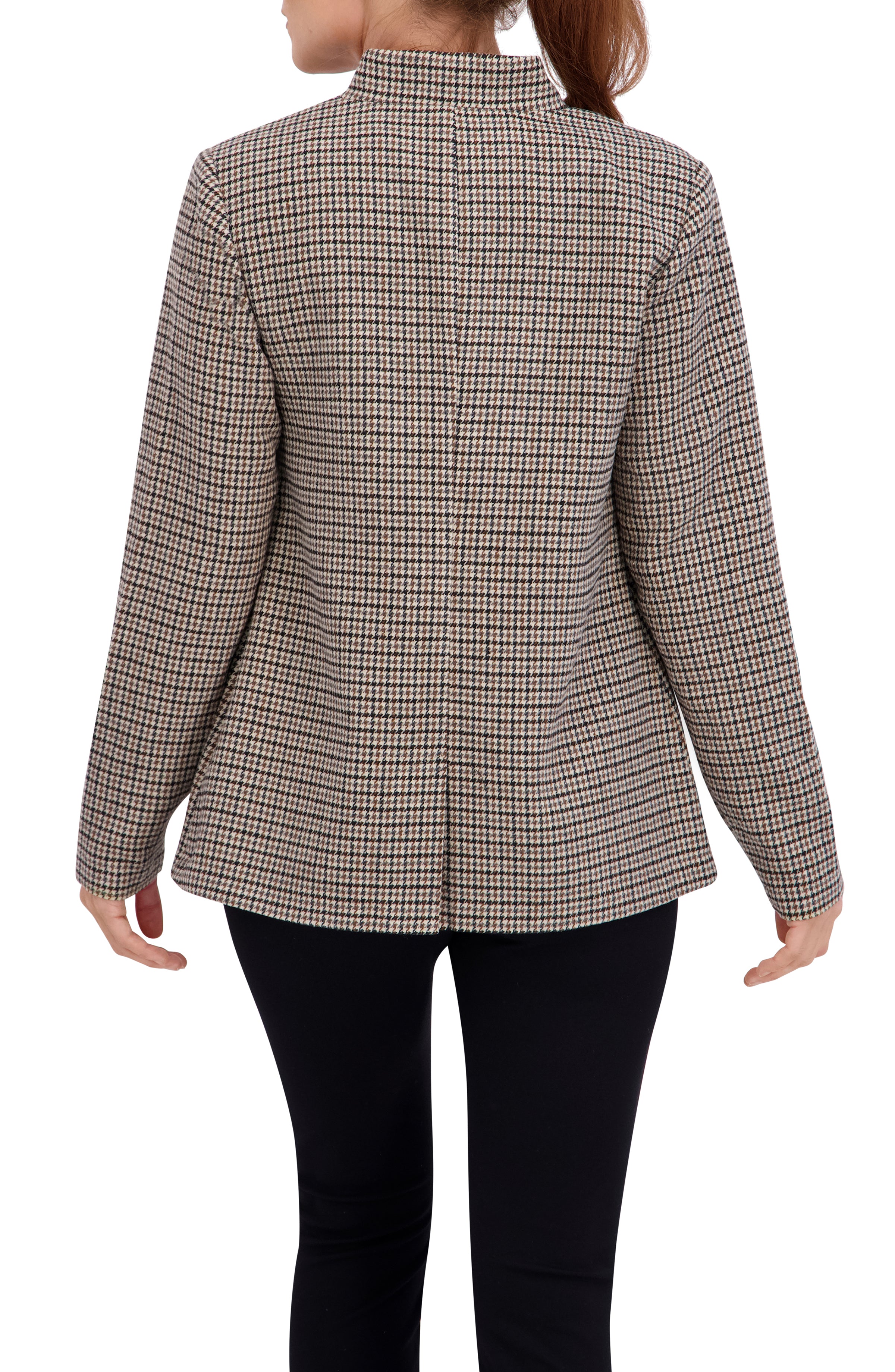 Inverted Collar Plaid One Button Unlined Blazer