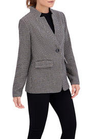Inverted Collar Plaid One Button Unlined Blazer