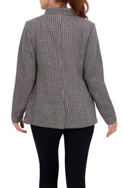 Inverted Collar Plaid One Button Unlined Blazer