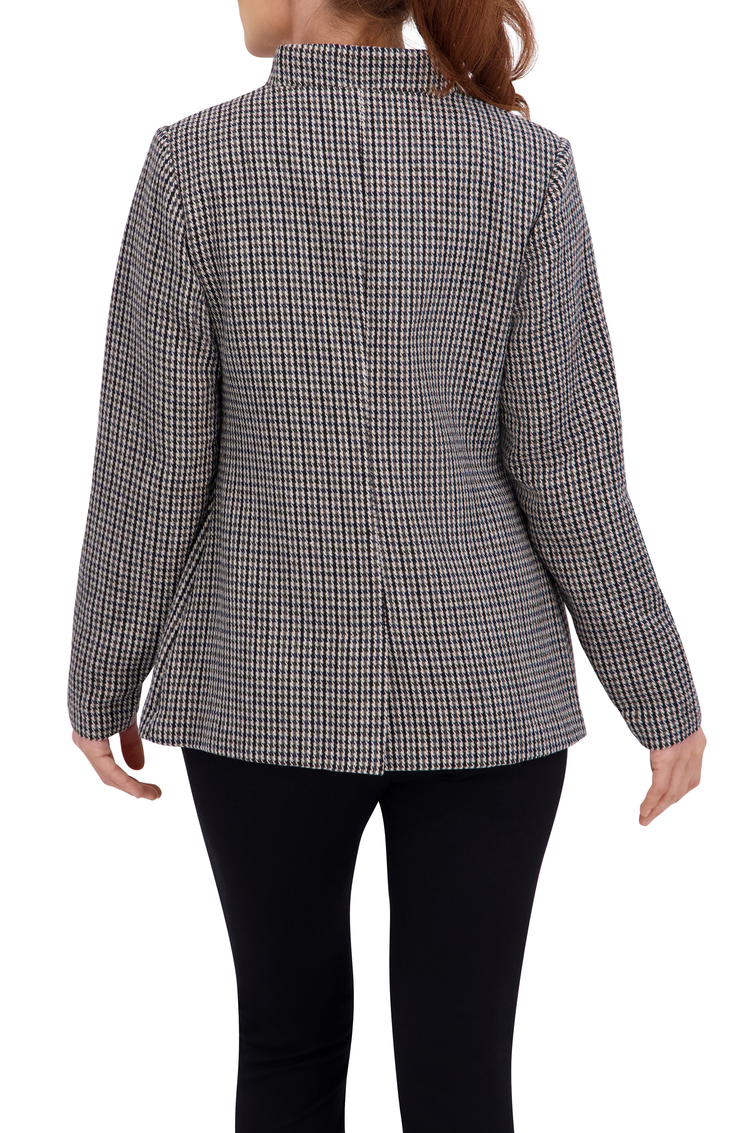 Inverted Collar Plaid One Button Unlined Blazer