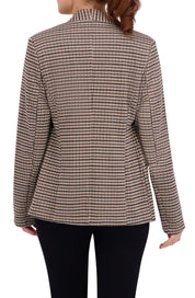 Collarless Open Front Menswear Plaid Unlined Blazer