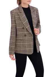 Double Breasted Plaid Unlined Blazer