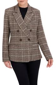 Double Breasted Plaid Unlined Blazer