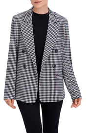 Double Breasted Plaid Unlined Blazer