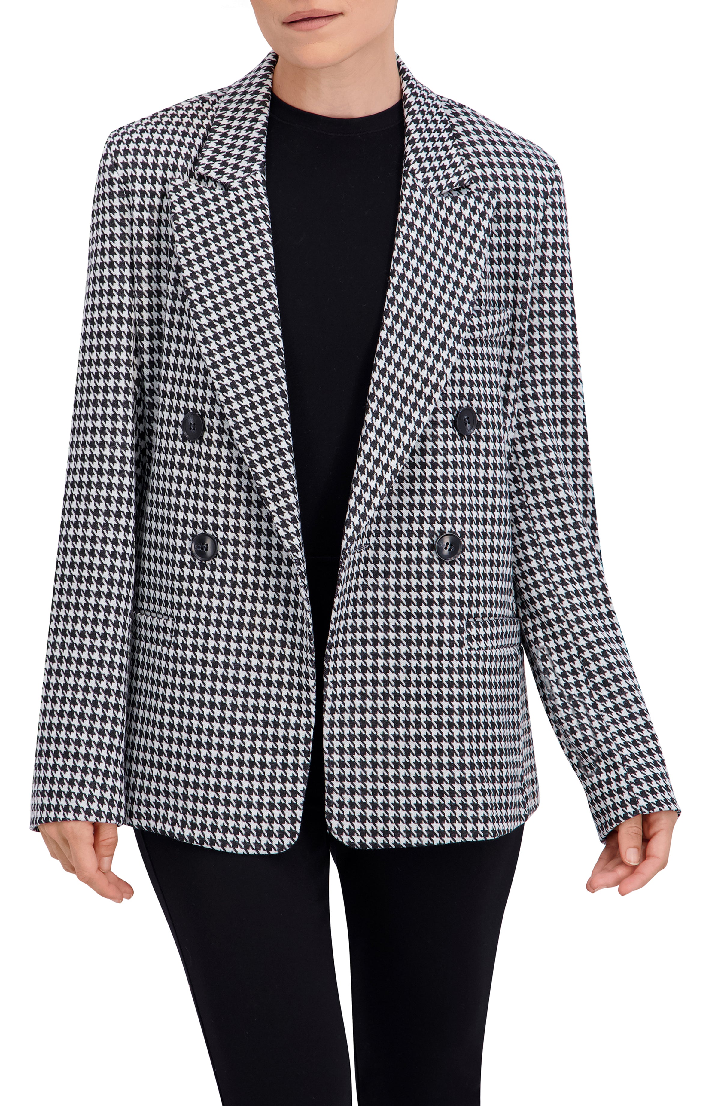 Double Breasted Plaid Unlined Blazer