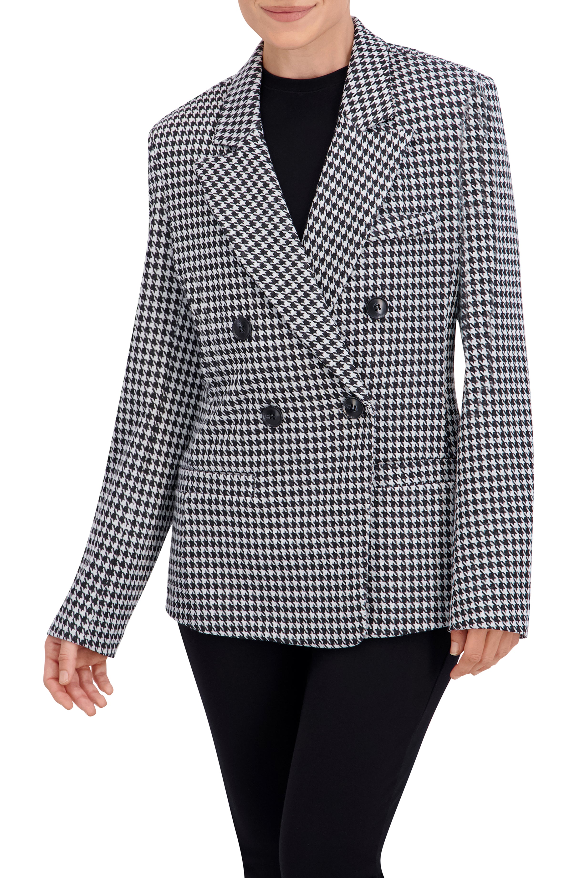 Double Breasted Plaid Unlined Blazer