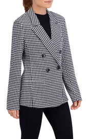 Double Breasted Plaid Unlined Blazer
