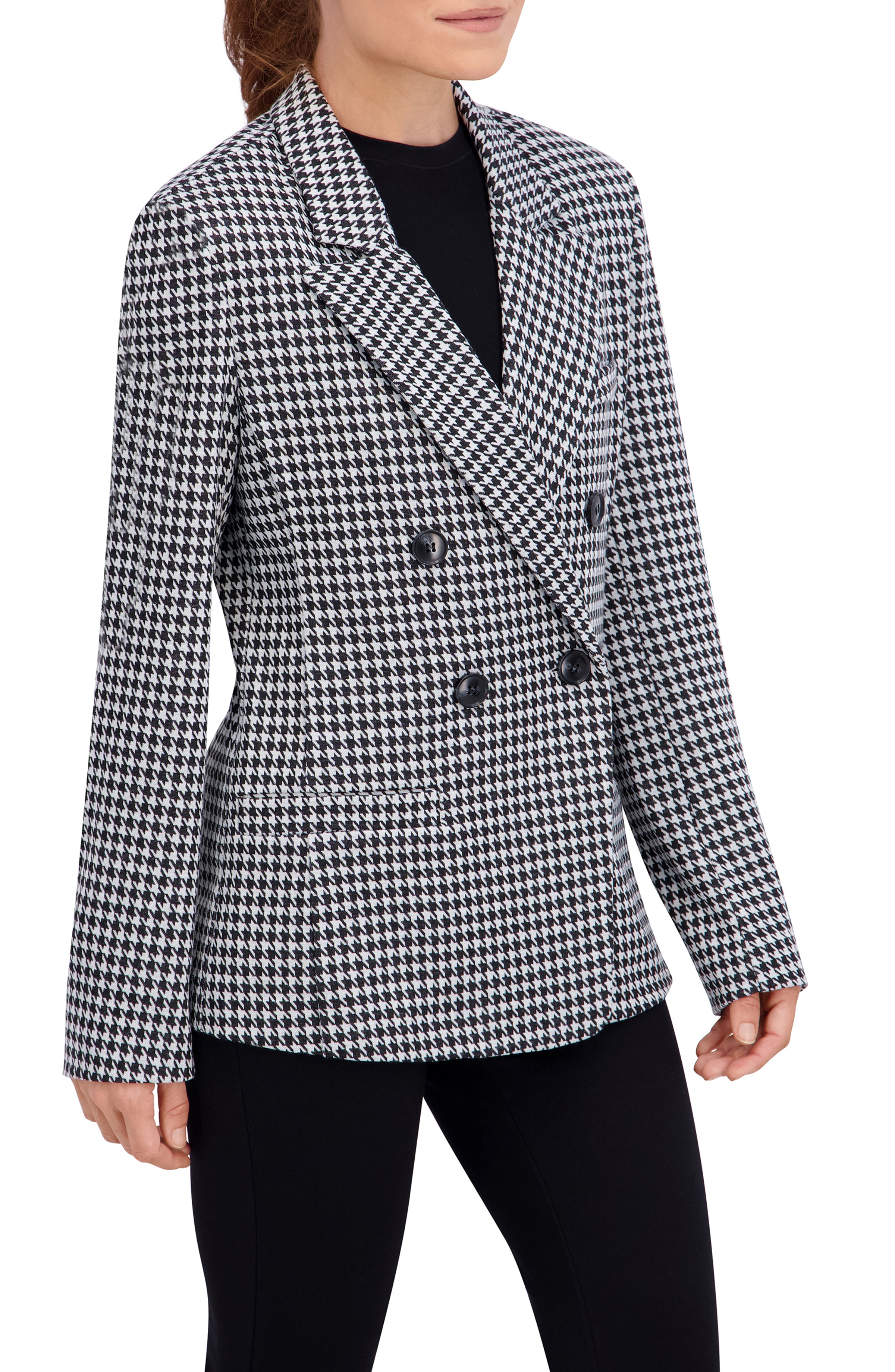Double Breasted Plaid Unlined Blazer