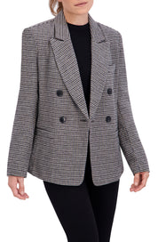 Double Breasted Plaid Unlined Blazer
