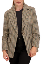 Ruched Sleeve Plaid Blazer