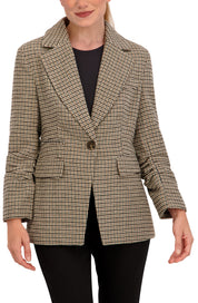 Ruched Sleeve Plaid Blazer