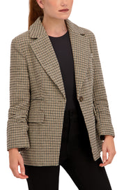 Ruched Sleeve Plaid Blazer