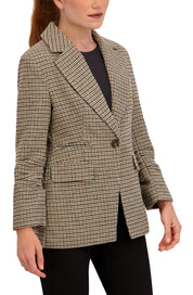 Ruched Sleeve Plaid Blazer