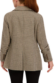 Ruched Sleeve Plaid Blazer